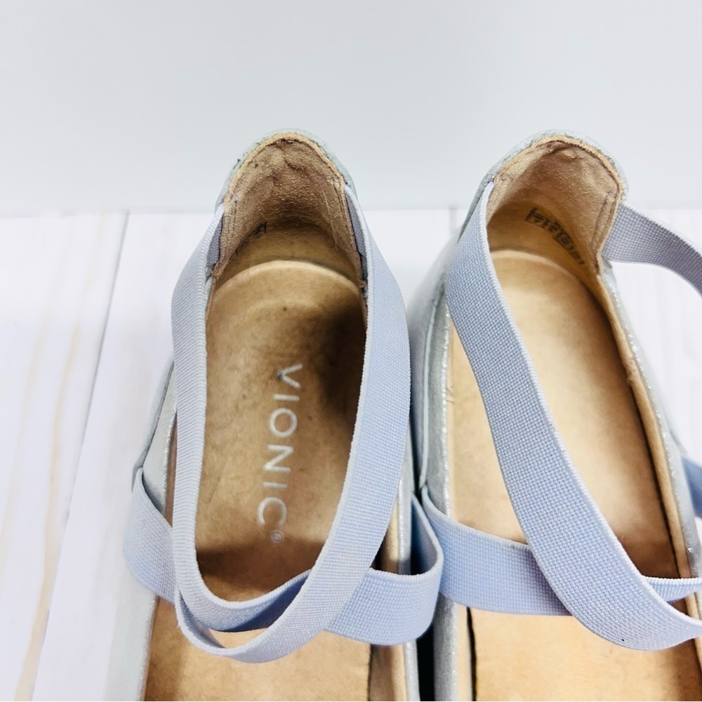 Vionic Ellery Nubuck Supportive Metallic Leather Wedges in Blue Haze Size 7 - Picture 7 of 11